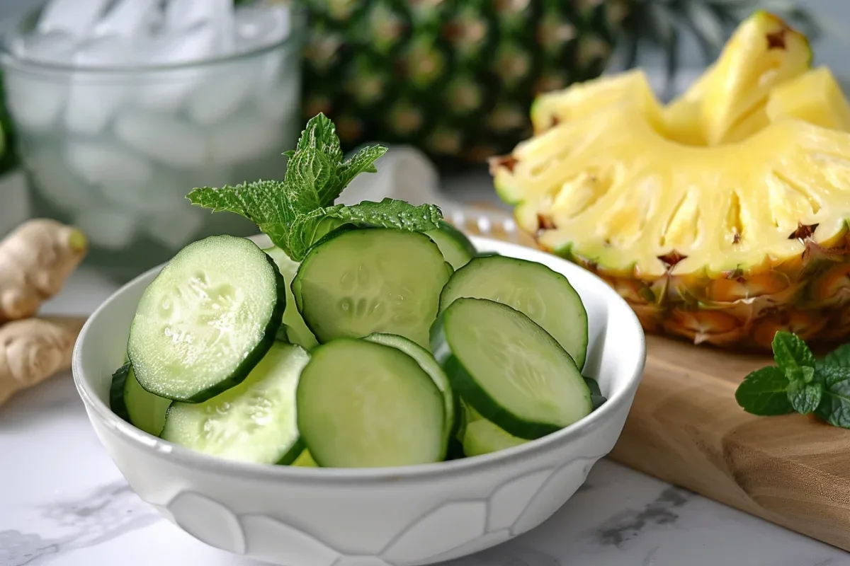 cucumber pineapple ginger coconut water rehydrate recipe